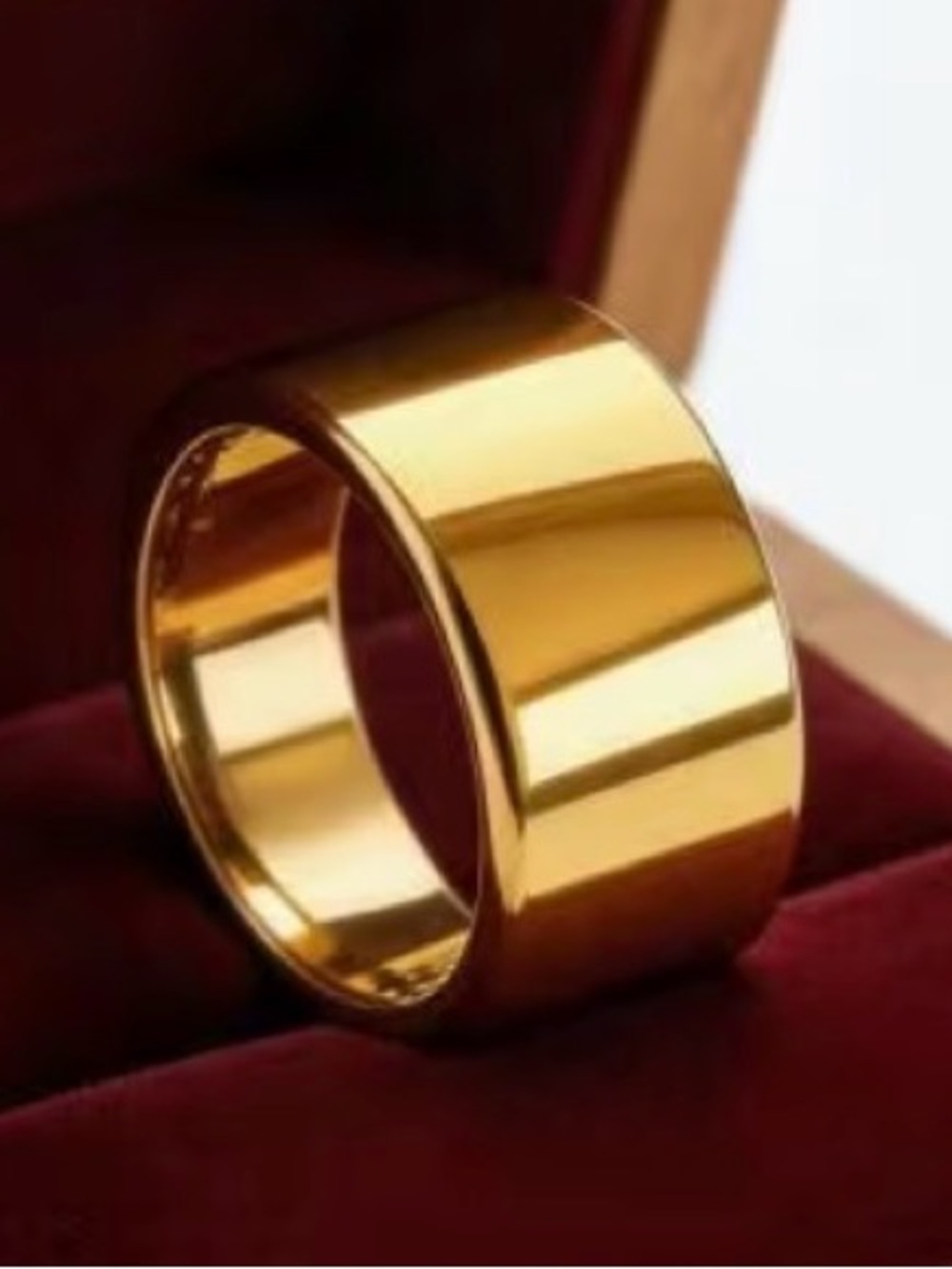 Polished Gold Wide Band Ring for Women